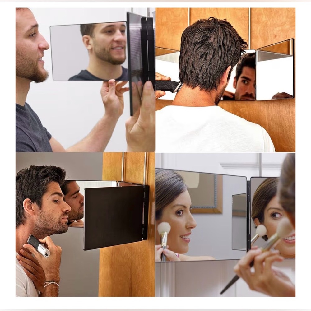 Tri-Fold Vanity Mirror with Magnifying Attachment - Picture 3 of 8
